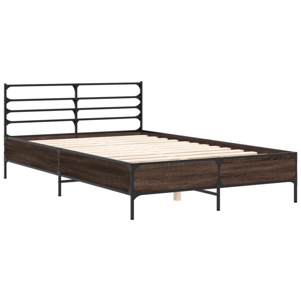 Рамка за легло, кафяв дъб, 140x200 см, инженерно дърво и метал