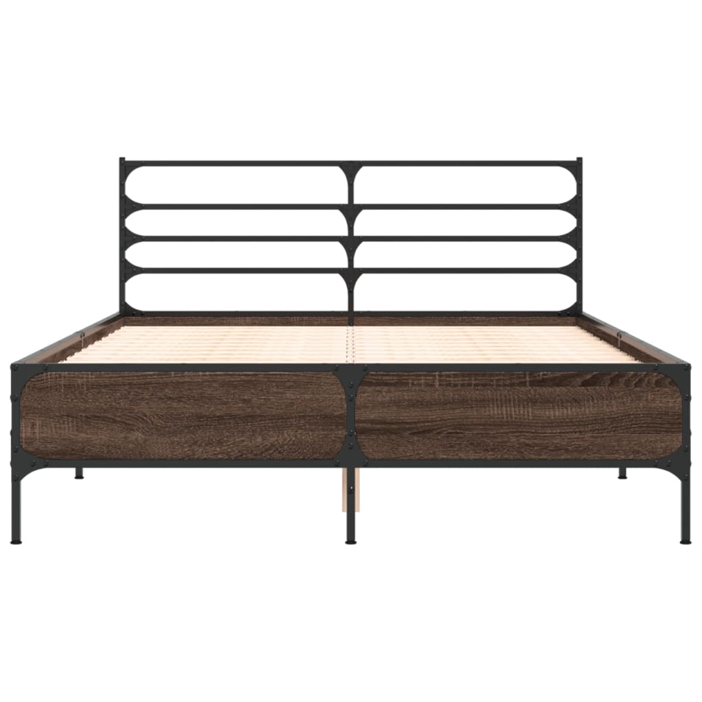 Рамка за легло, кафяв дъб, 140x200 см, инженерно дърво и метал