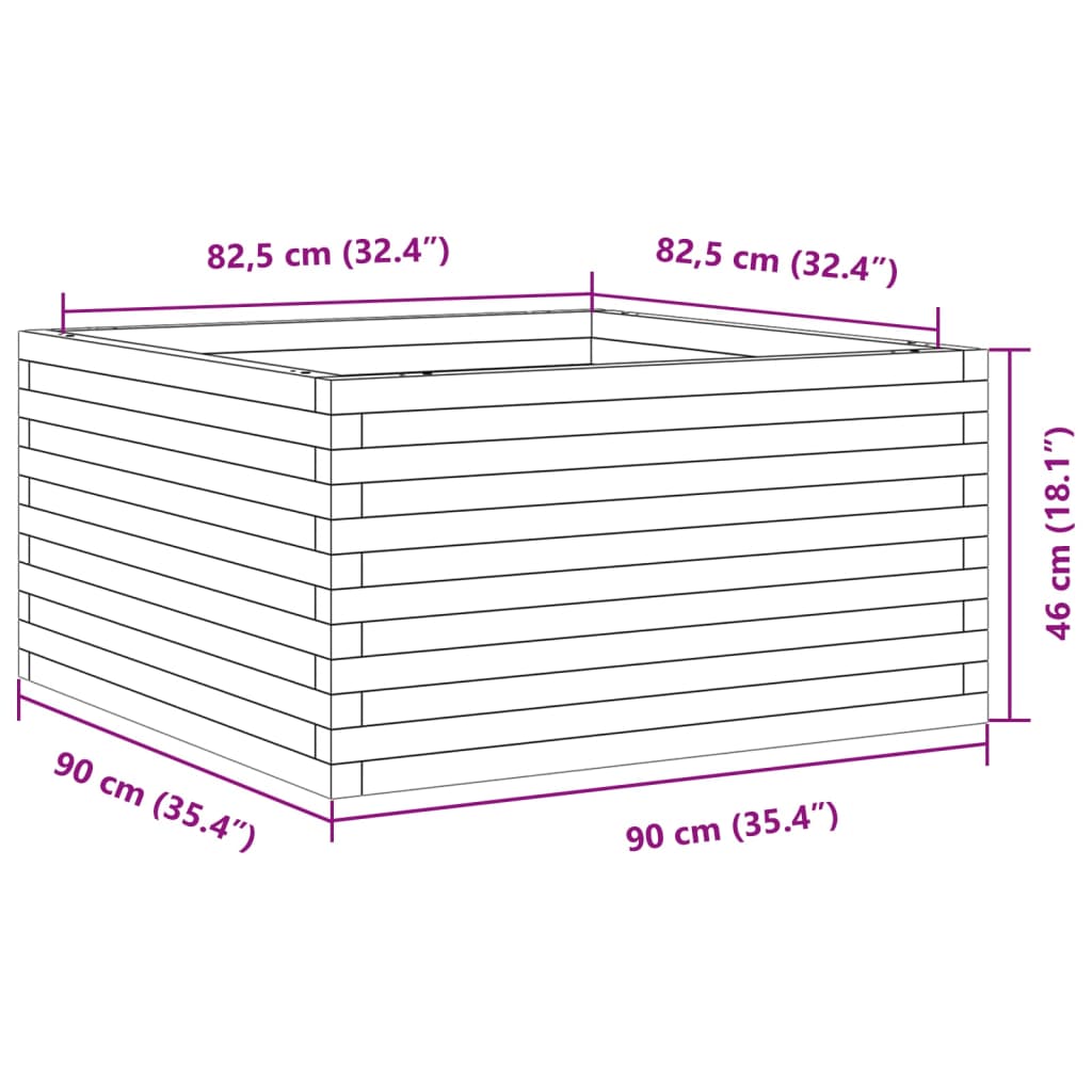 Градински сандък, 90x90x46 см, дугласко дърво масив