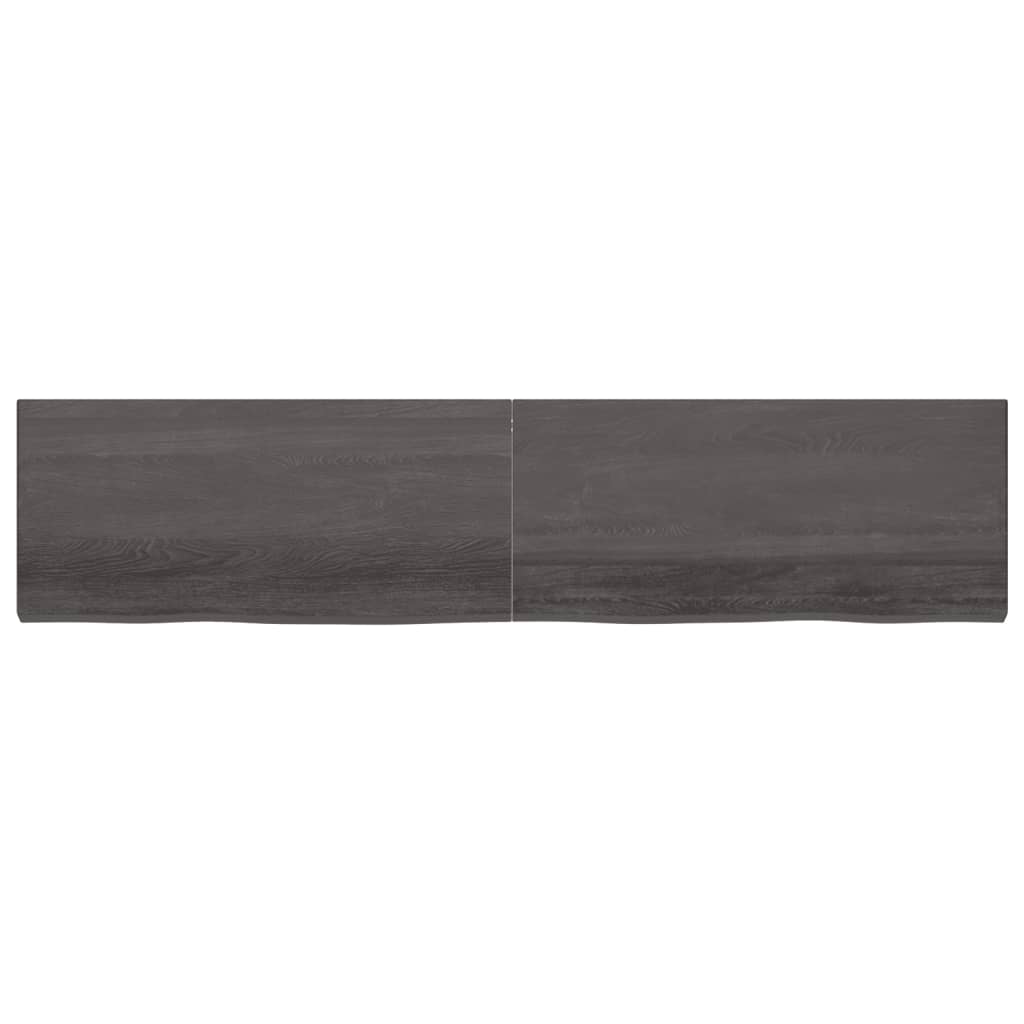 Стенен рафт тъмнокафяв 220x50x(2-6) см обработен масивен дъб
