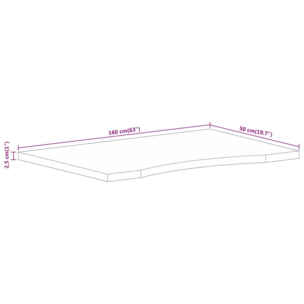 Плот за бюро с извивка 160x50x2,5 см грубо мангово дърво масив