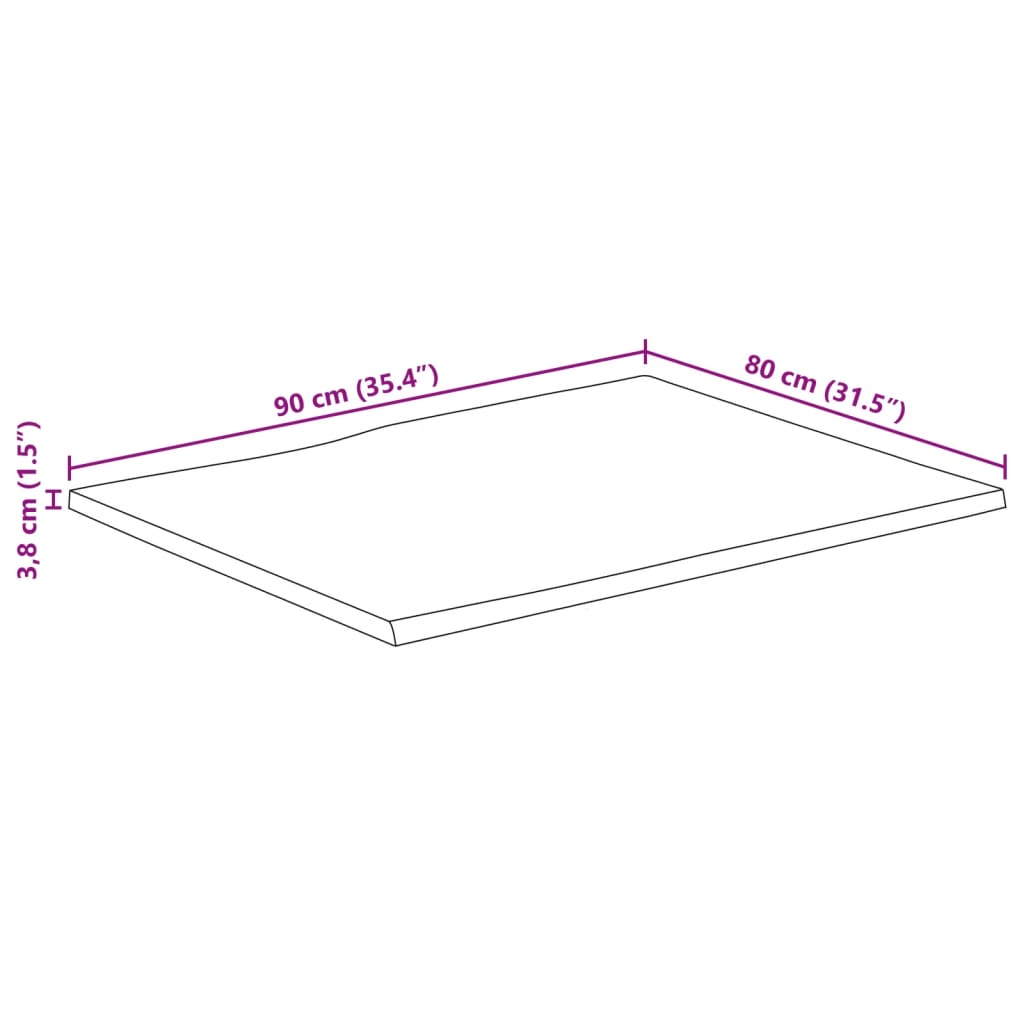 Плот за маса, 90x80x3,8 см, жив ръб, масивно дърво манго