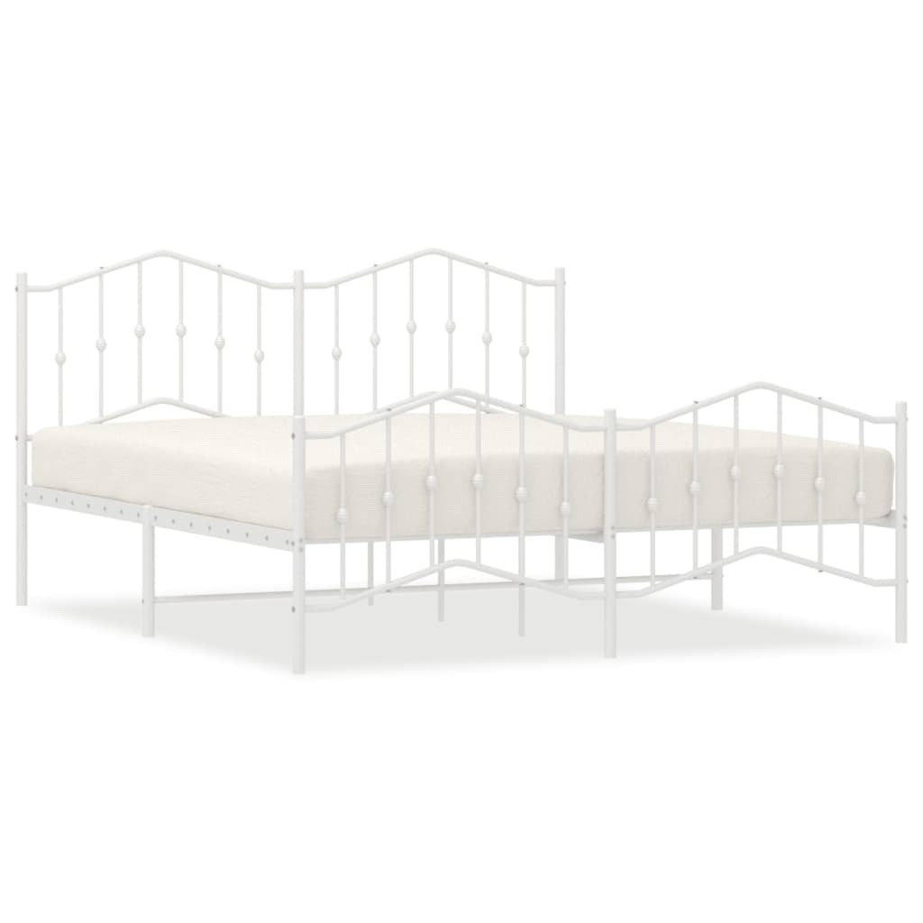 Метална рамка за легло с горна и долна табла, бяла, 180x200 см