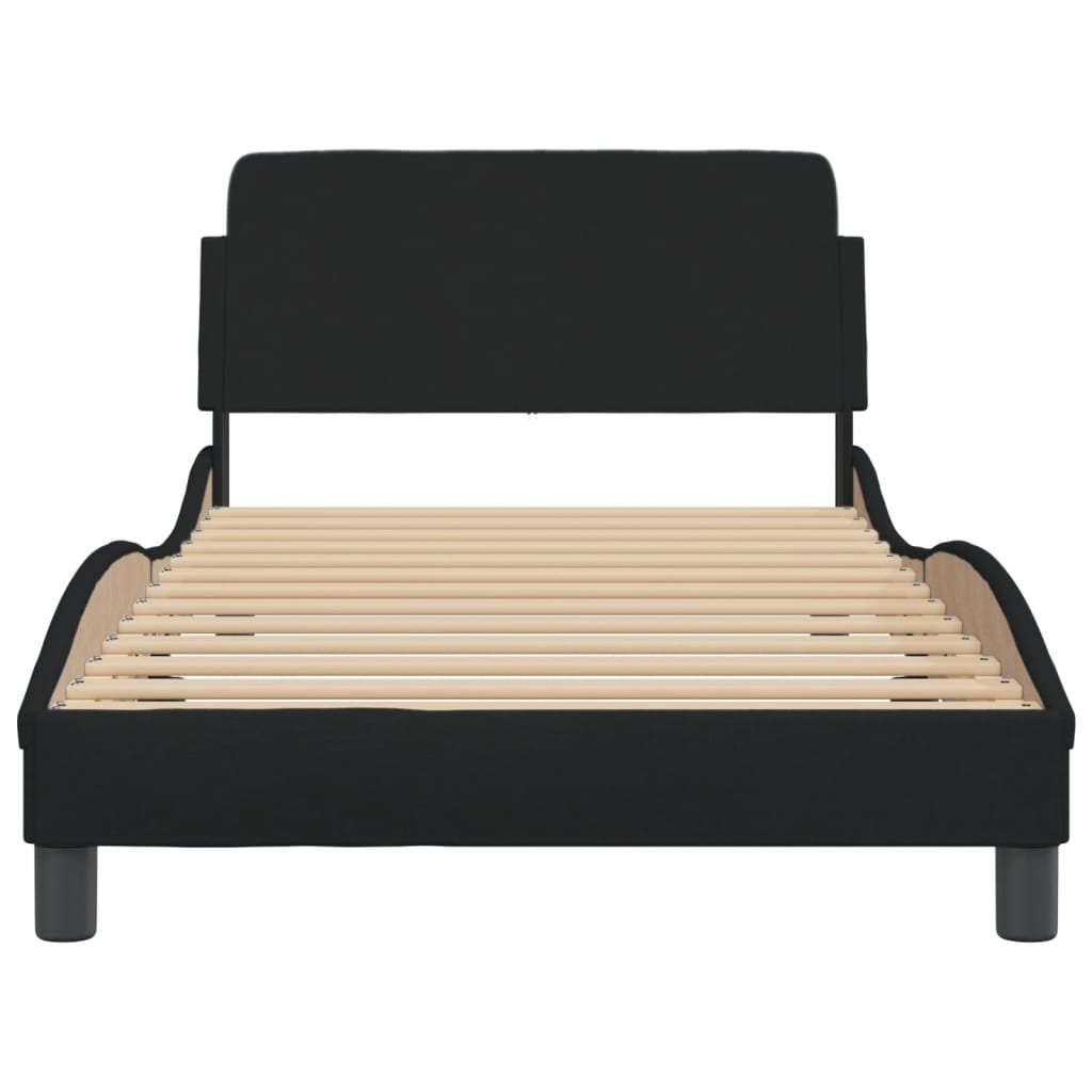 Рамка за легло с табла, черна,100x200 см плат