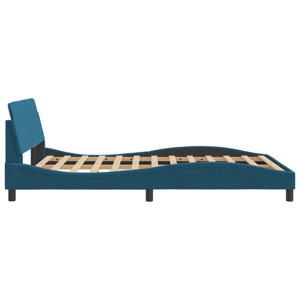 Рамка за легло с табла, синя, 140x190 см, кадифе