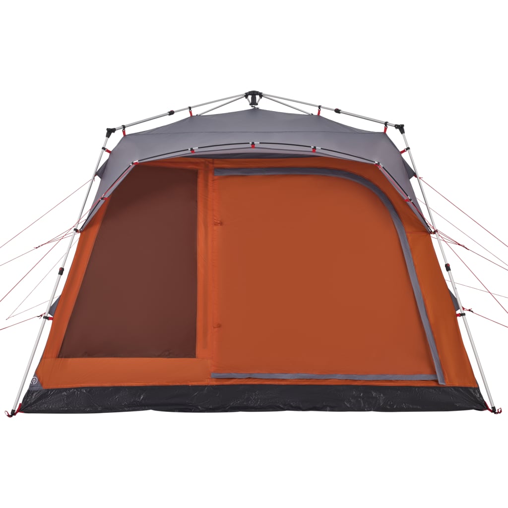 Семейна палатка кабинна 7 души сиво-оранжев бързо освобождаване