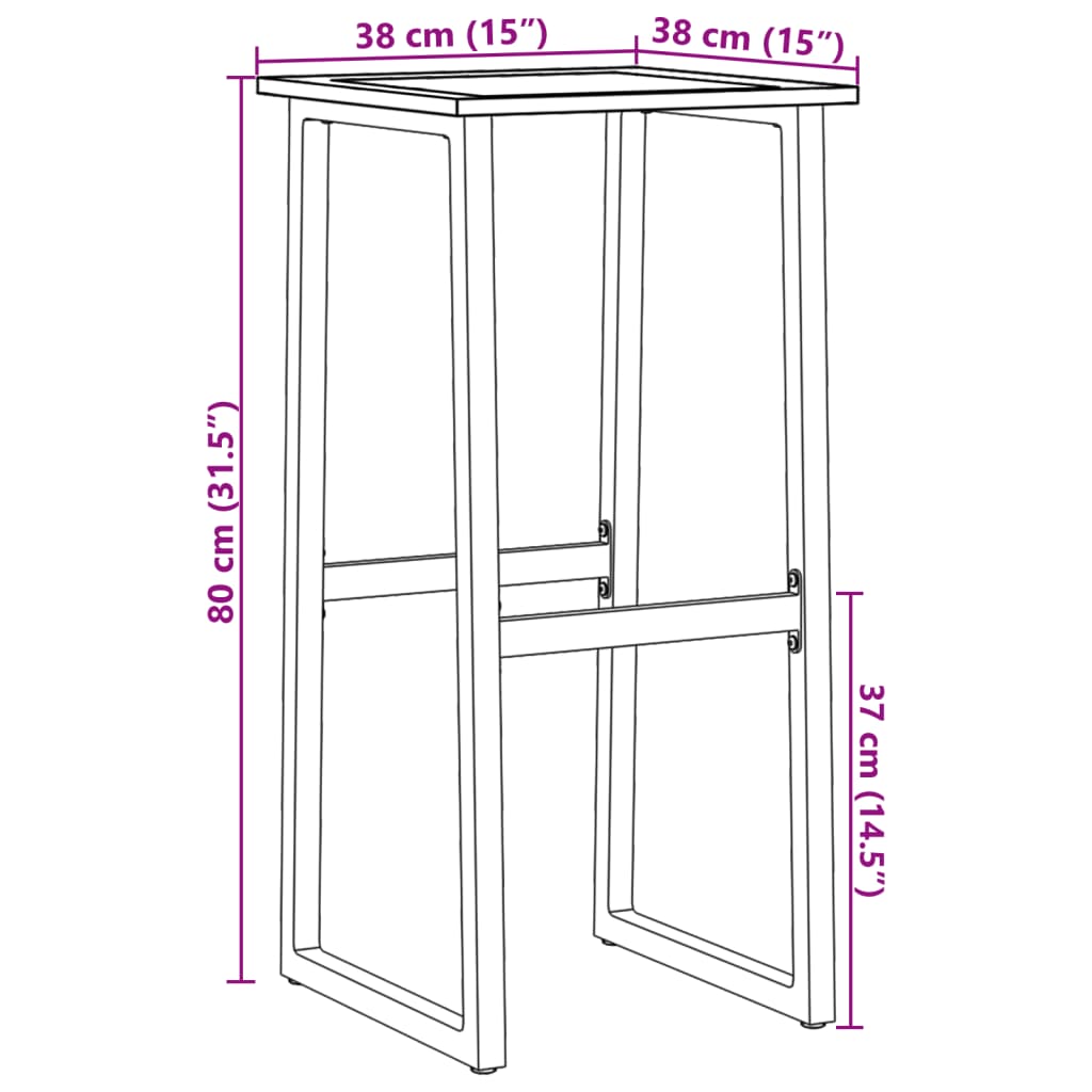 Бар табуретки 4 бр черни 38x38x80 см прахово боядисана стомана