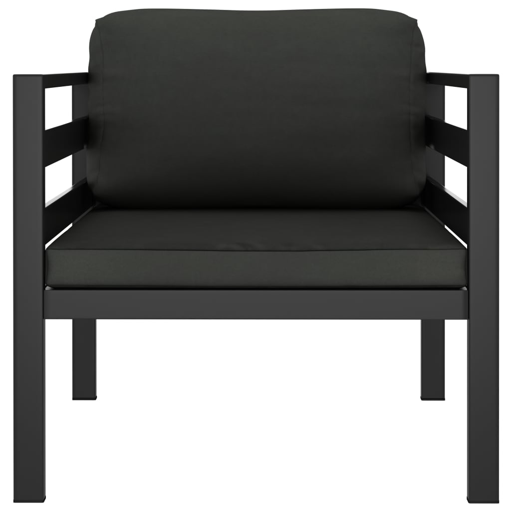 Кресло с възглавници, алуминий, антрацит 