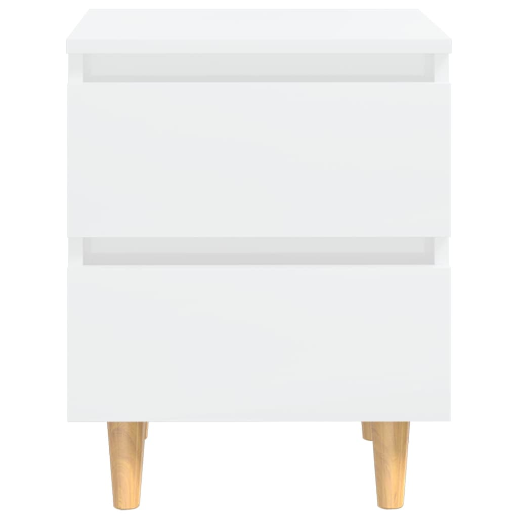 Нощни шкафчета с борови крака, 2 бр, бял гланц, 40x35x50 см