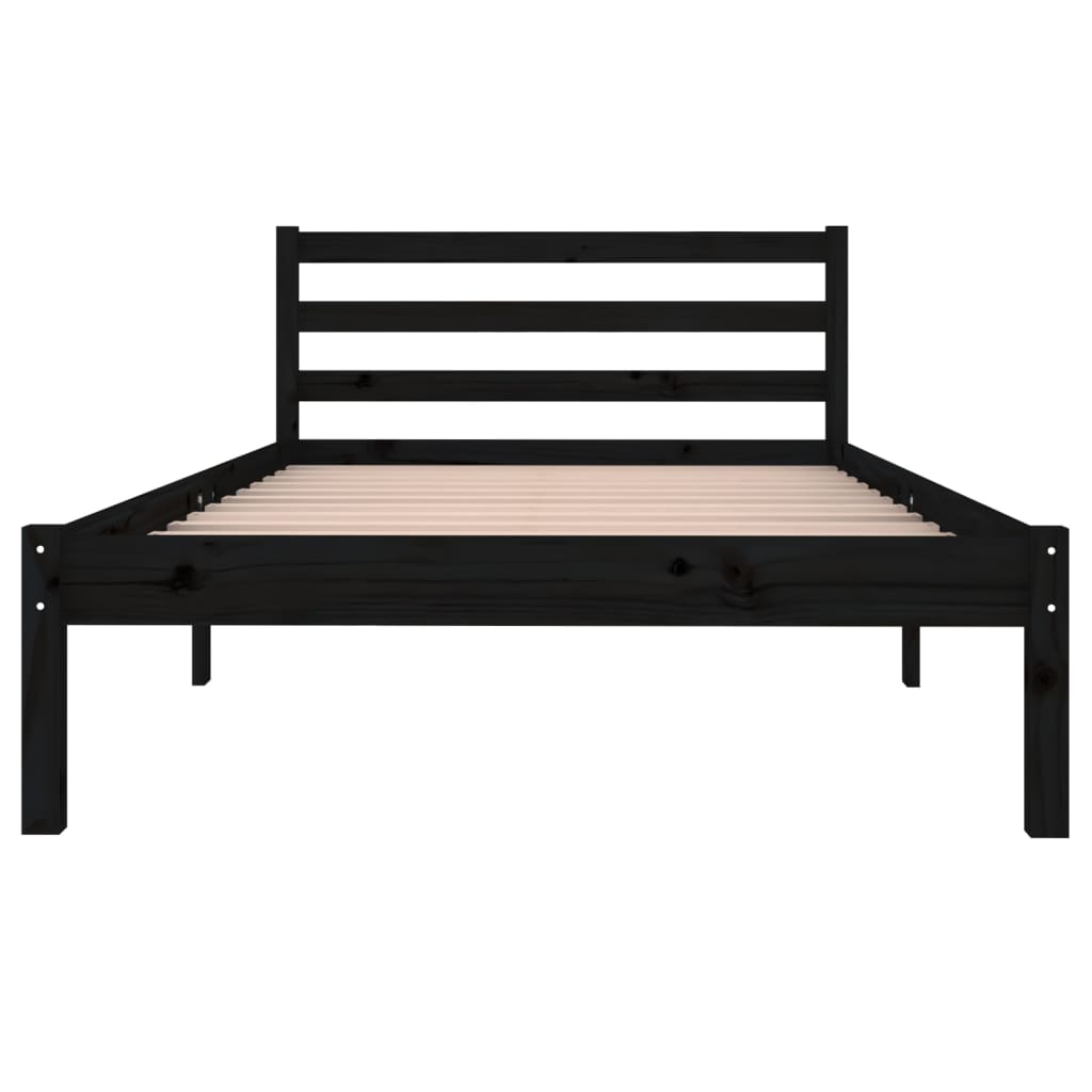 Рамка за легло, бор масив, 100х200 см, черна
