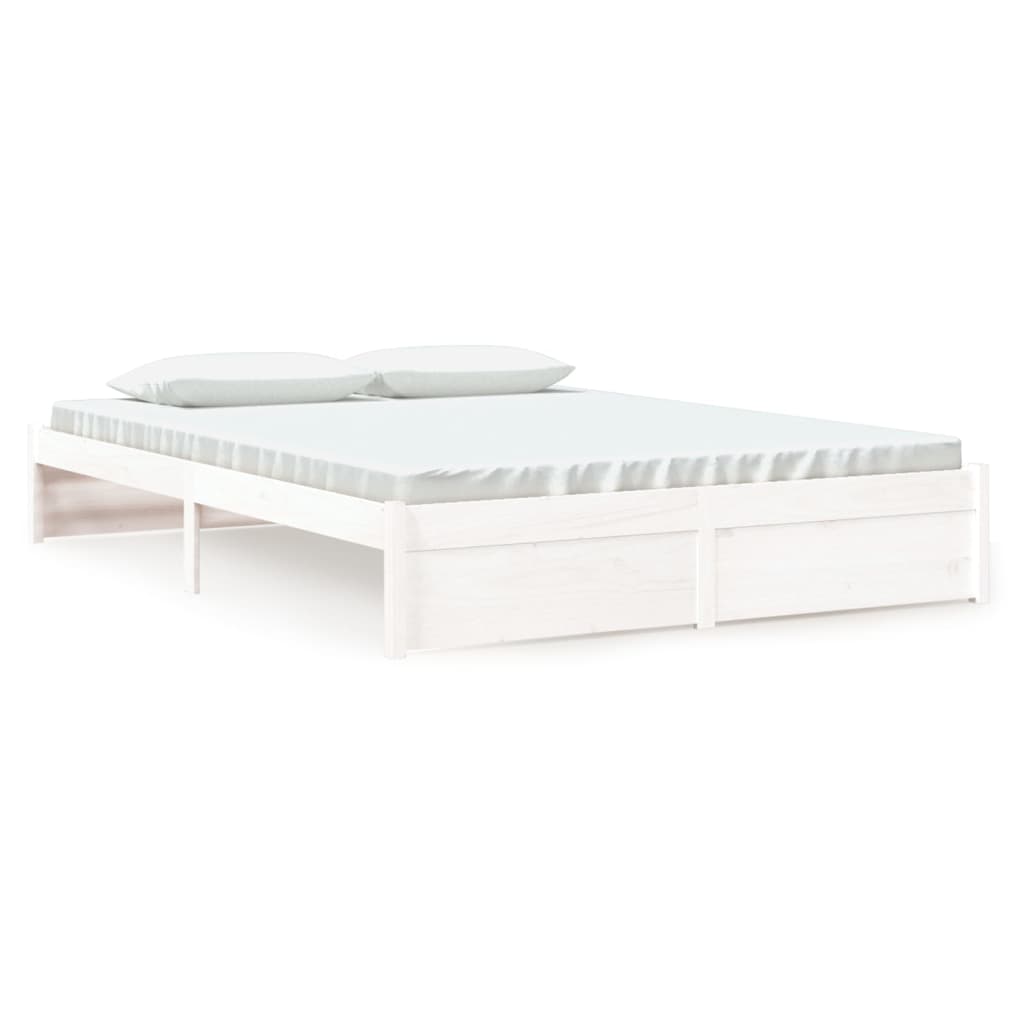 Рамка за легло, бяла, дърво масив, 160х200 см