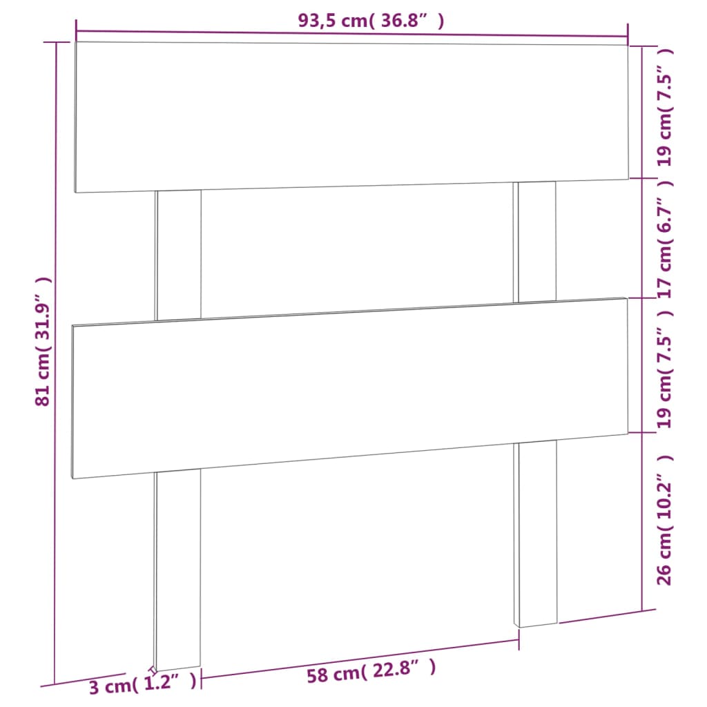 Горна табла за легло, меденокафява, 93,5x3x81 см, бор масив