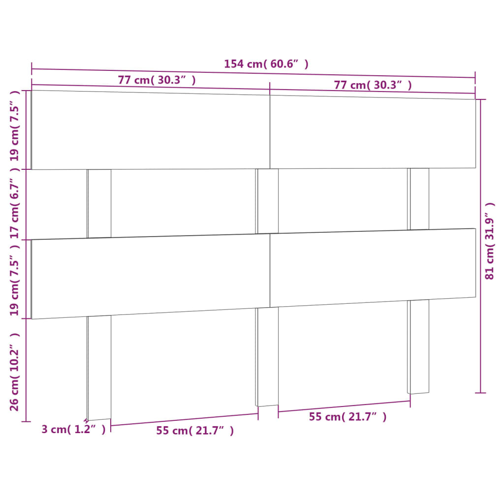 Горна табла за легло, меденокафява, 154x3x81 см, бор масив