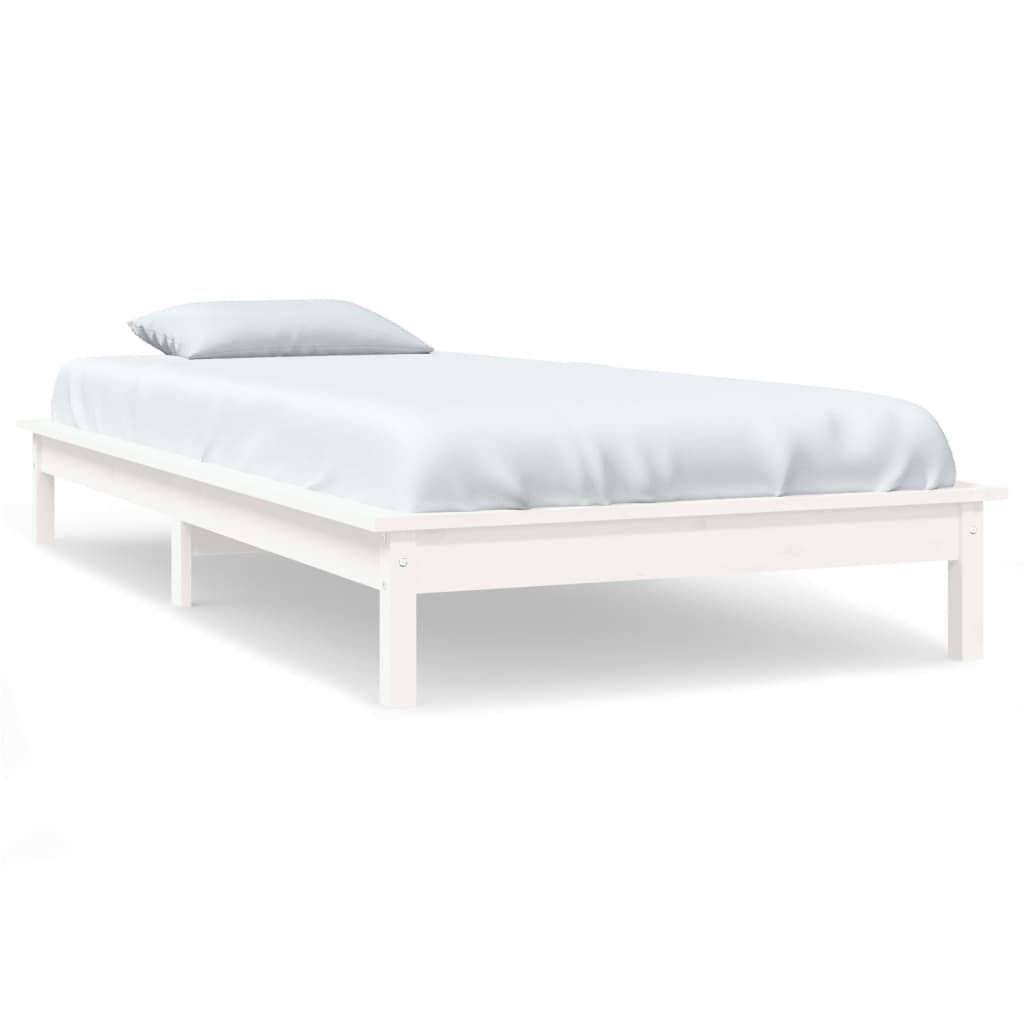 Рамка за легло, бяла, 100х200 см, бор масив