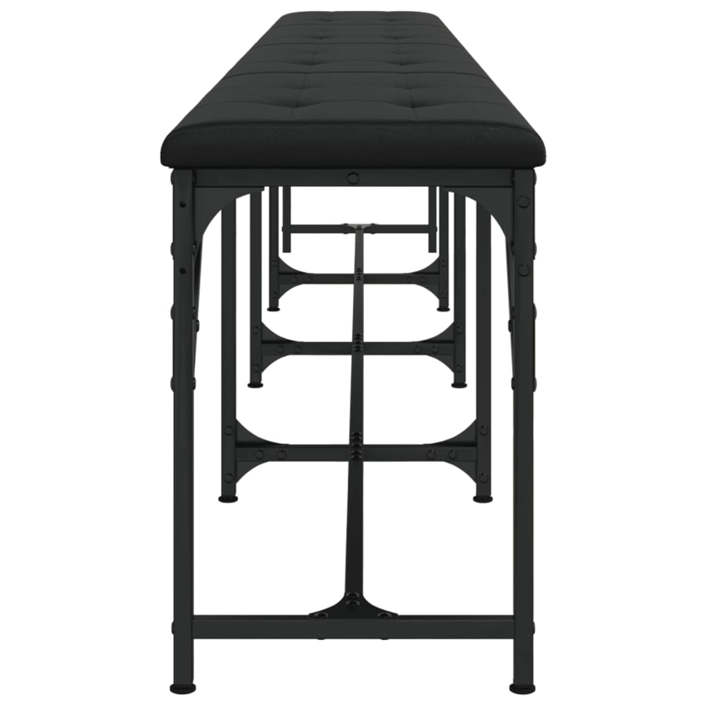 Трапезна пейка, черна, 248x32x45 см, стомана и изкуствена кожа
