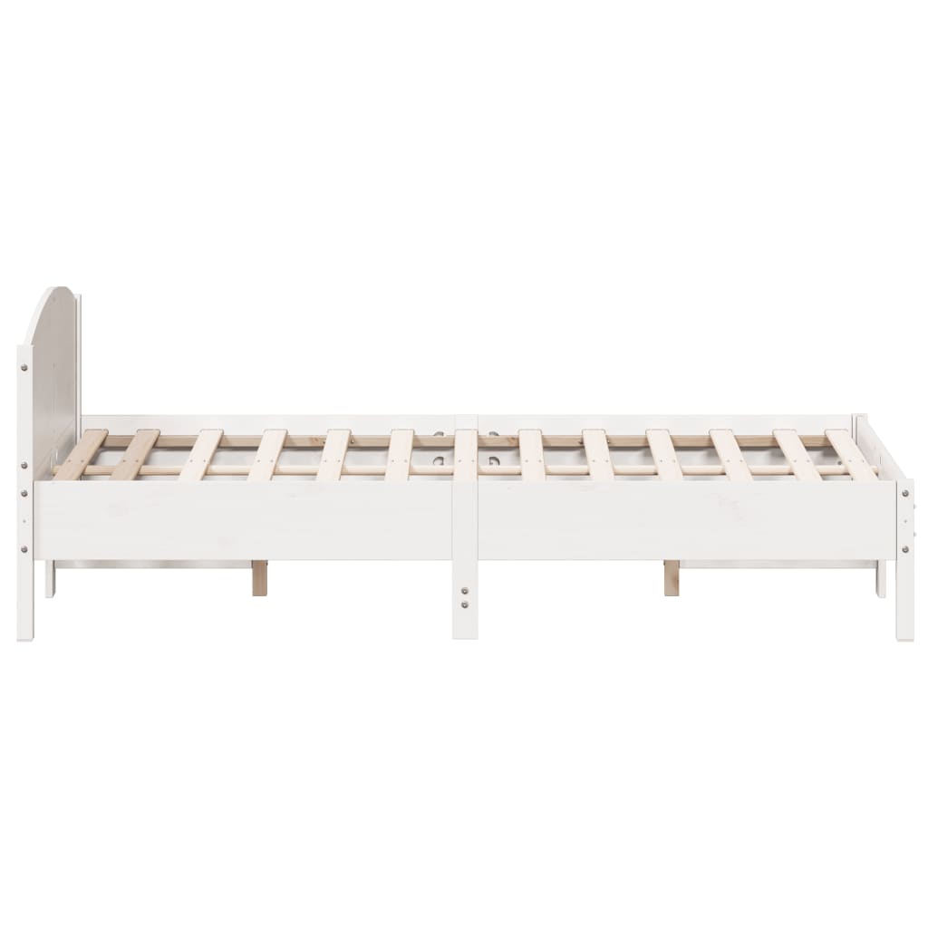 Рамка за легло с табла, бяла, 120х200 см, бор масив