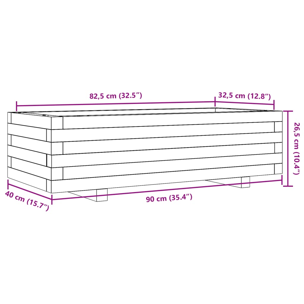 Градинска кашпа 90x40x26,5 см импрегниран бор