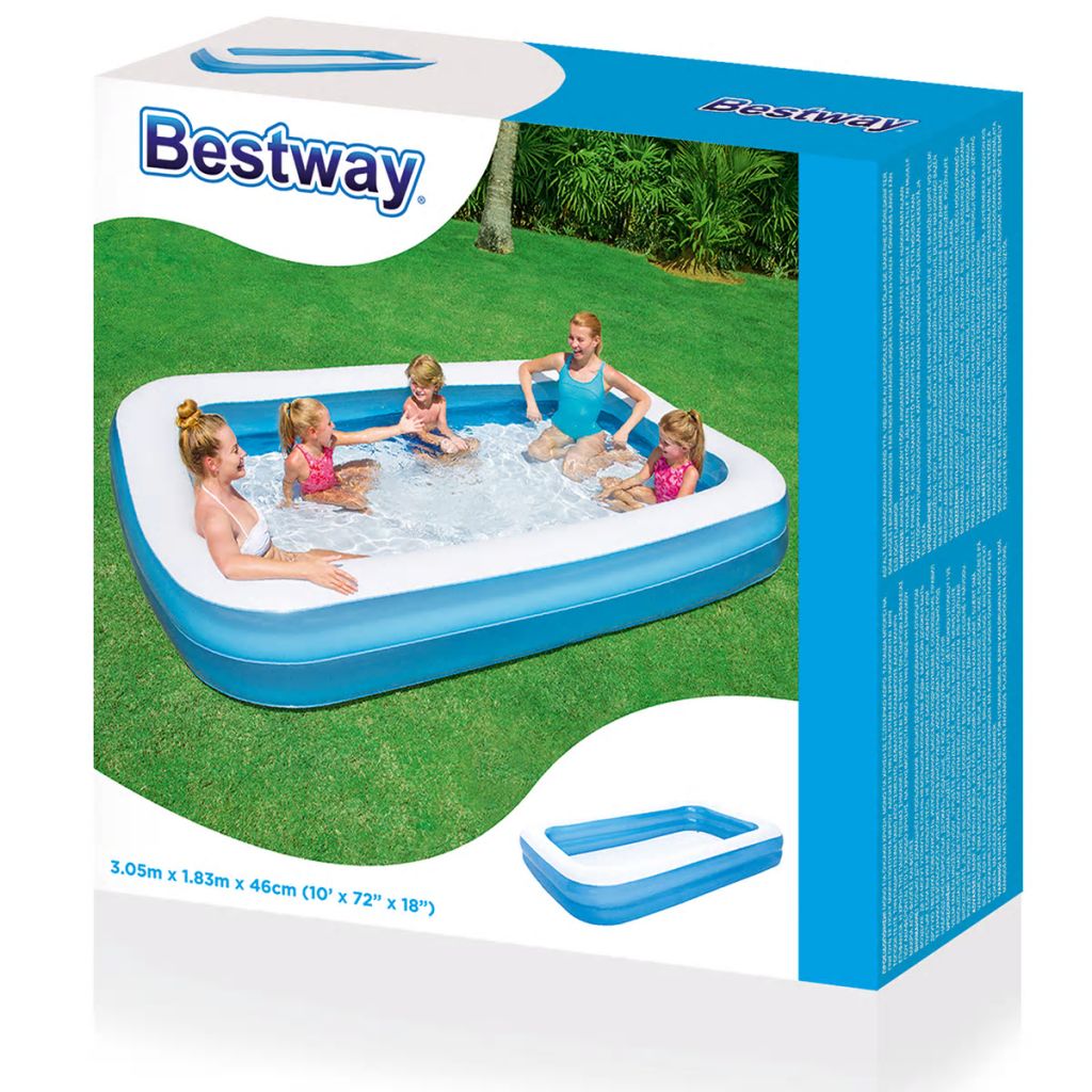 Bestway Надуваем басейн, синьо-бял, 305x183x46 см, 54009